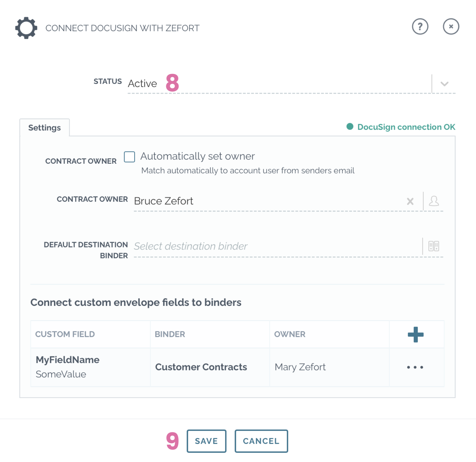 zefort activate docusign connection