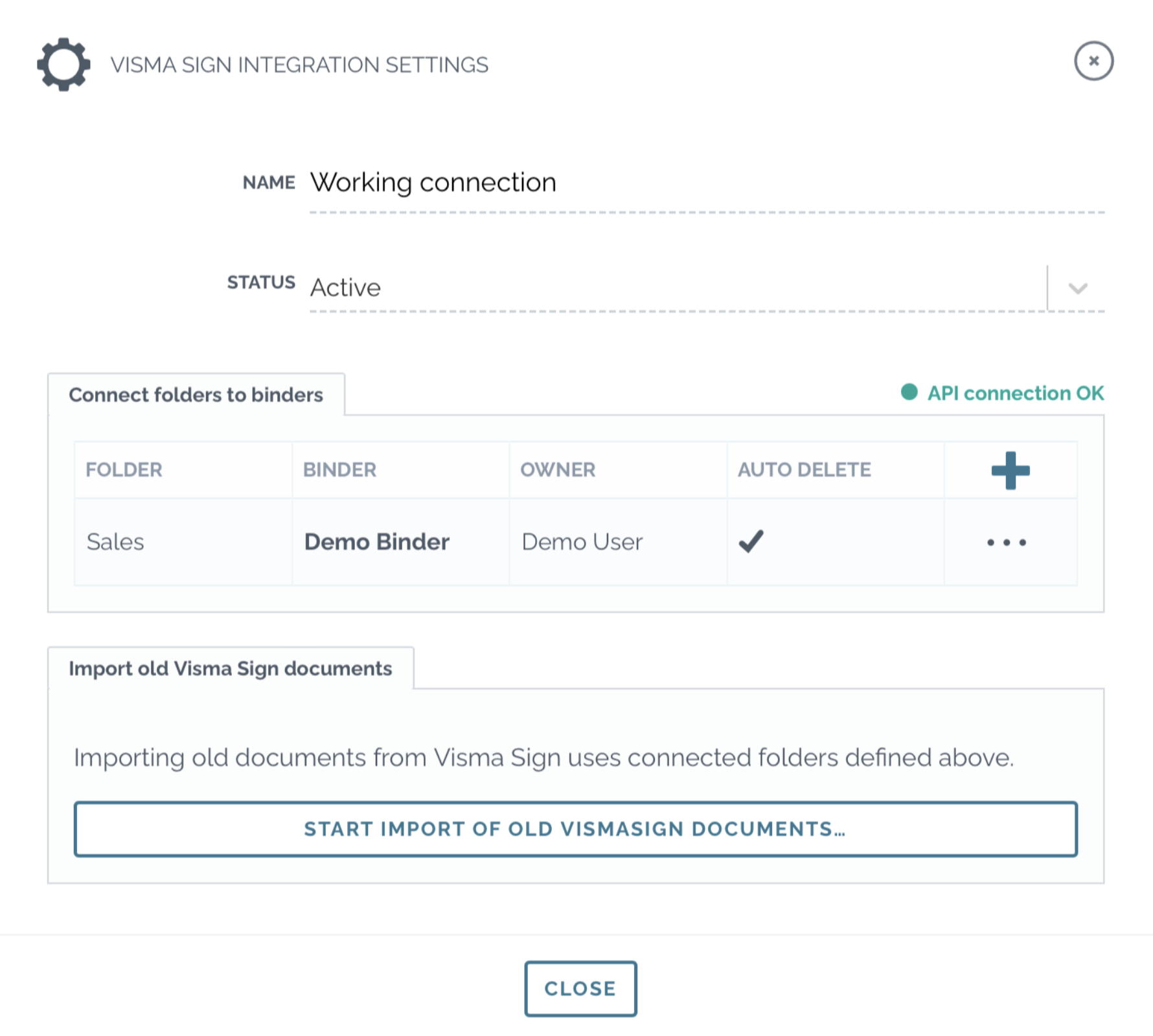 zefort visma sign integration settings