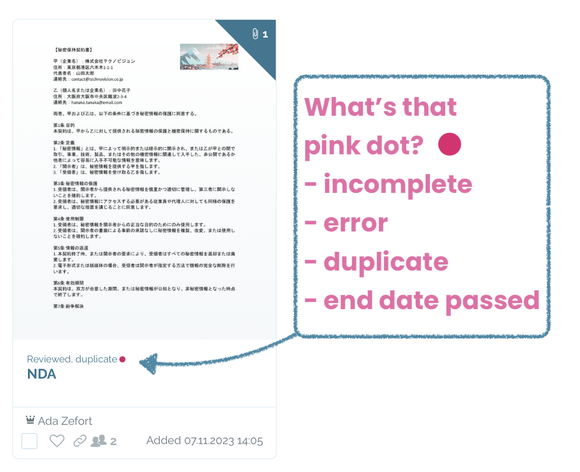 zefort contract card pink dot