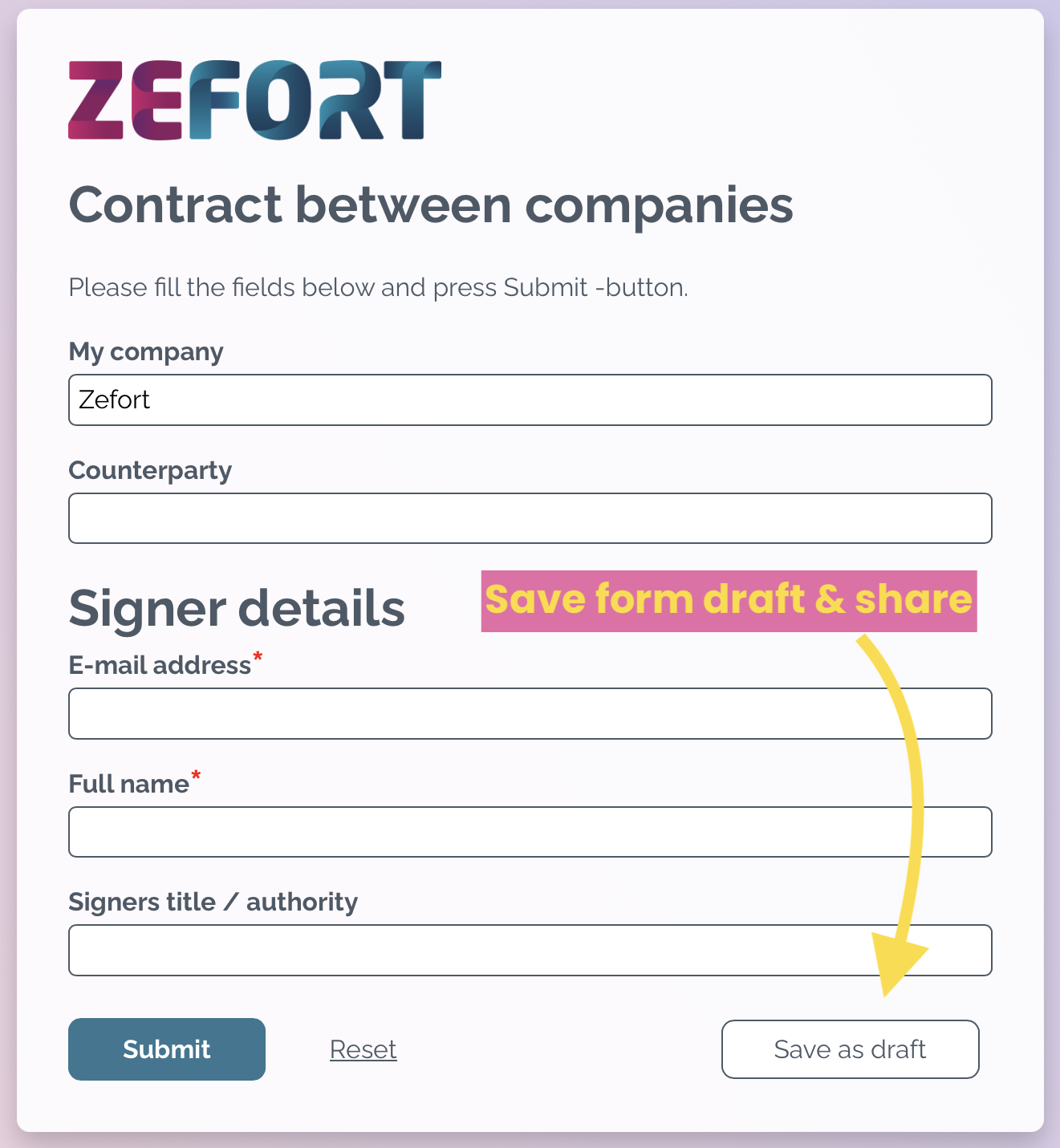 zefort - save form and share
