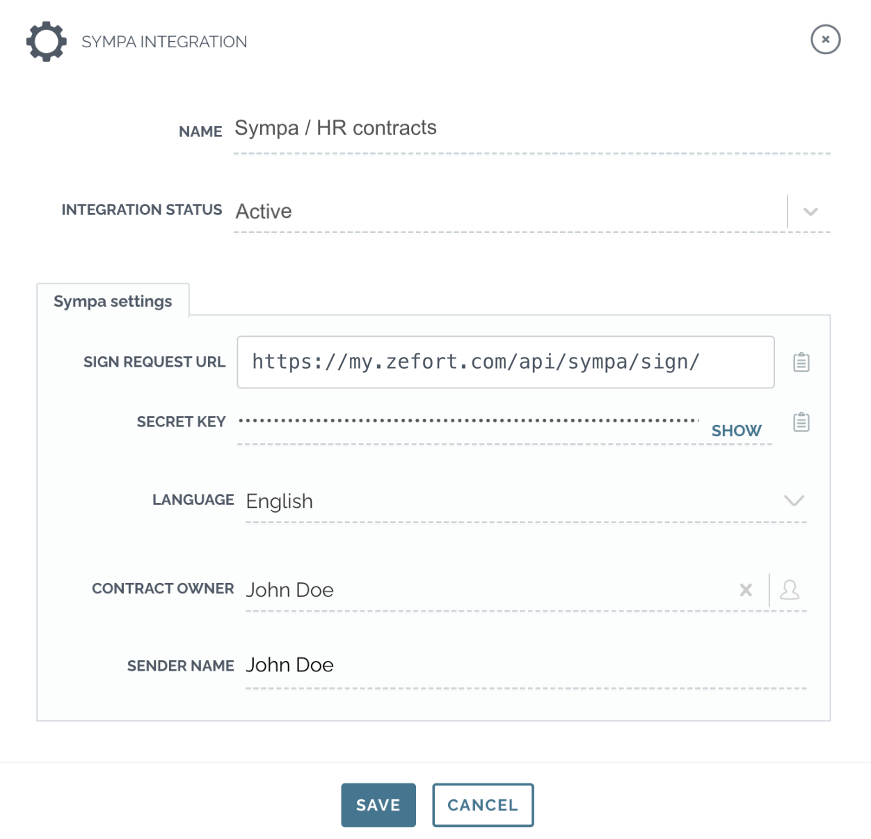 zefort sympa integration settings