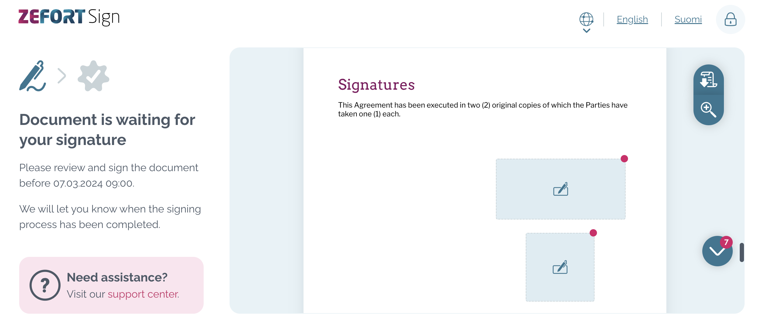 zefort sign - signature fields