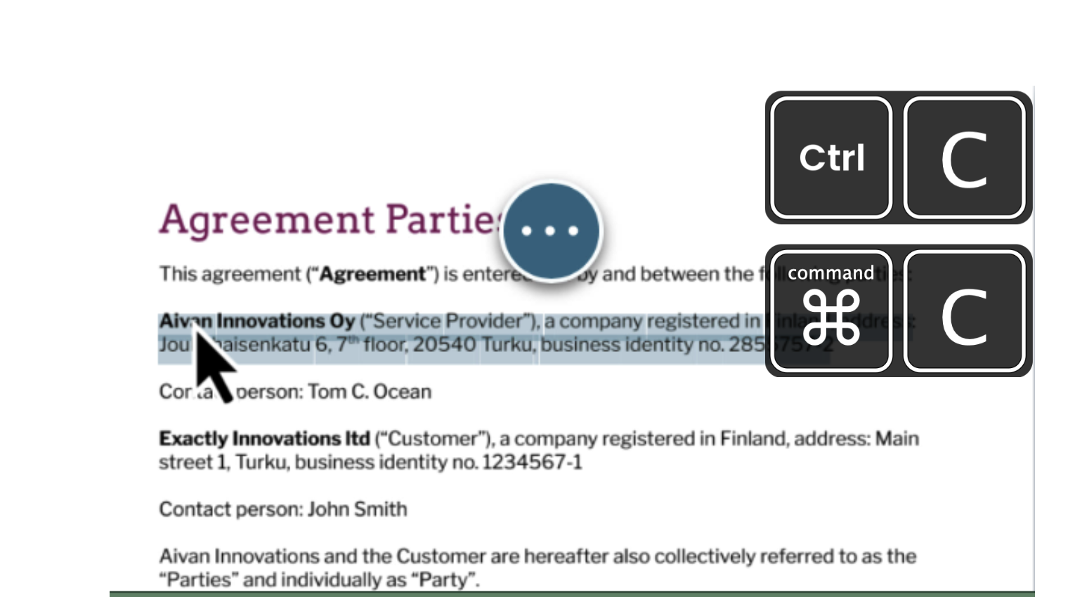 zefort - copy text from contract